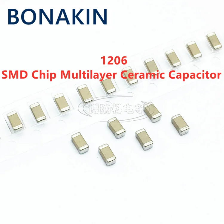 50PCS 1206 120NF 50V 100V 250V 124K 10% X7R 3216 SMD Chip Multilayer Ceramic Capacitor