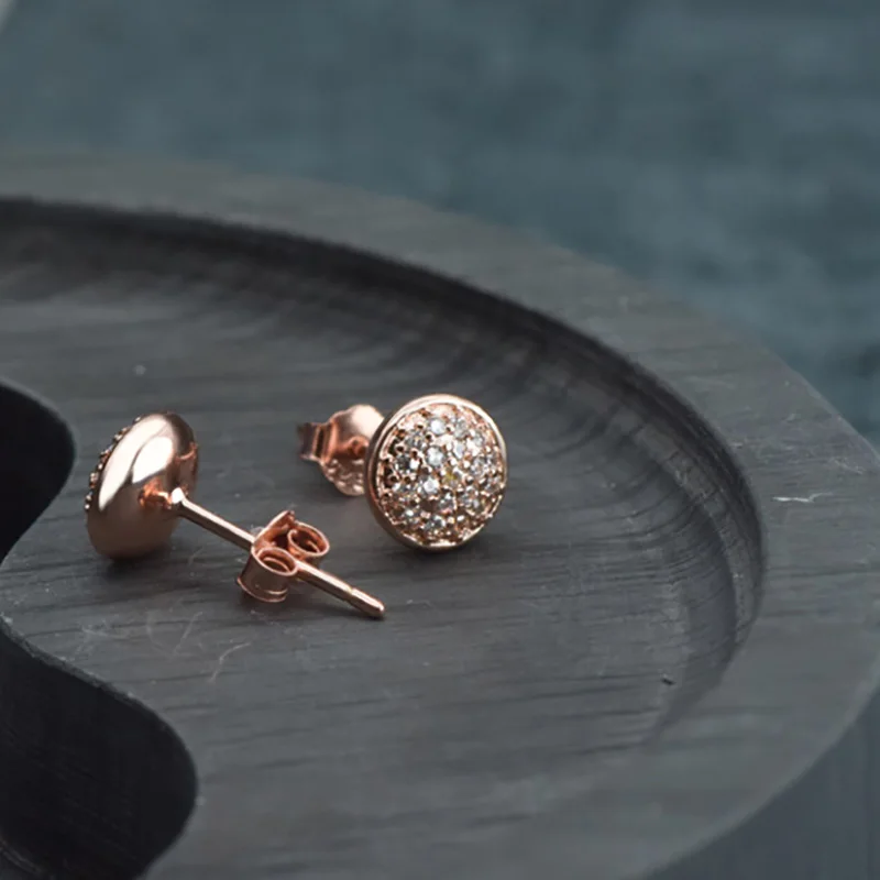 2022 Authentic 925 Sterling Silver Earring Sparkling Star Blue Gem Golden Heart Halo Stud Earrings Women Jewelry BirthdayGift