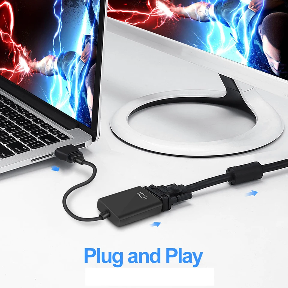 Convertitore adattatore da VGA ad AV RCA composito con cavo di alimentazione USB Convertitore audio video HD 1080p Decoder da PC a TV | Leroy Merlin