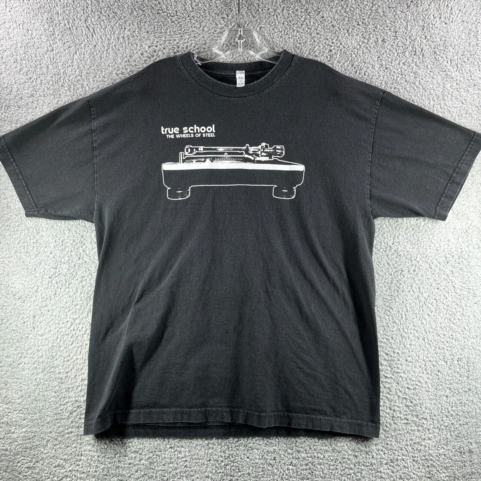 Y2K Technics 1200 Shirt Uomo Xl Nero Manica Corta Girocollo Dj Hip Hop Vinyl