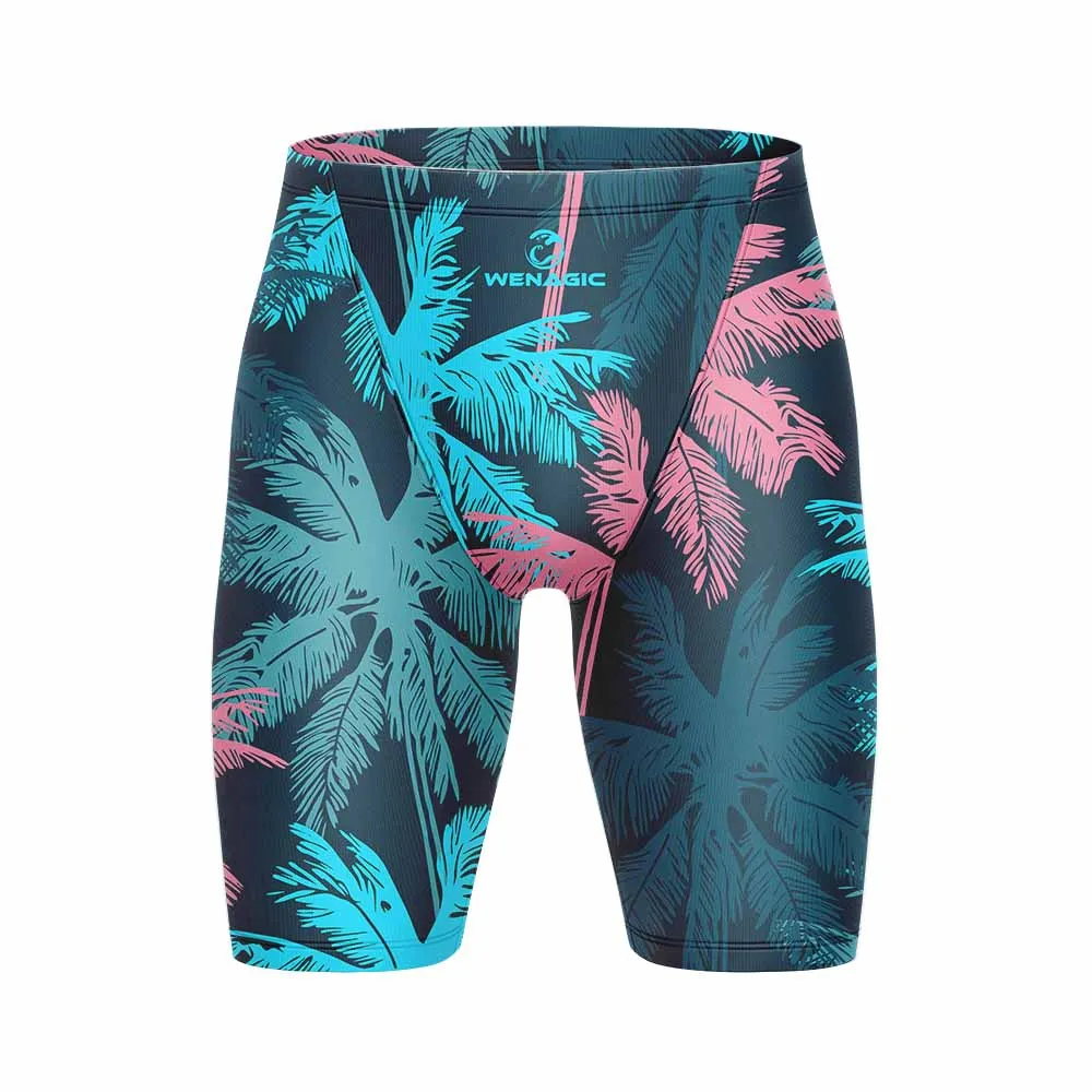 Surf Shorts New Professional Men Race Swim Trunks Quick Dry Swimwear Training Flowers Print Beach Tight Swimsuit Jammer