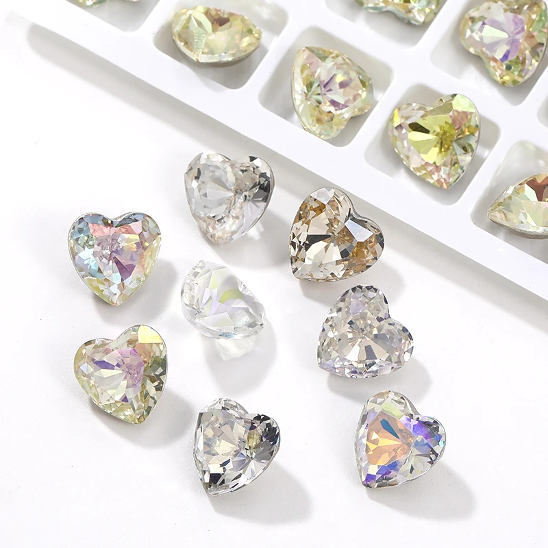 

Glitter Peach Heart Nest High Roof Diamond Glass Beads Decoration Craft Nails Art Glue On Clothing DIY Accessories Rhinestones