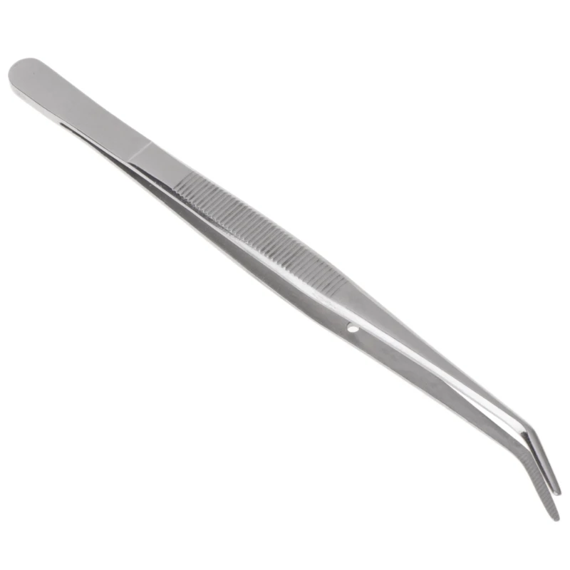 Stainless Steel Tweezers Serrated Curved Dental Instruments Dental Tool