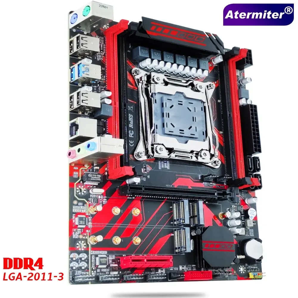 Atermiter X99 D4 Motherboard Slot LGA2011-3 USB3.0 NVME M.2 SSD Support DDR4 REG ECC Memory and Xeon E5 V3 V4 Processor