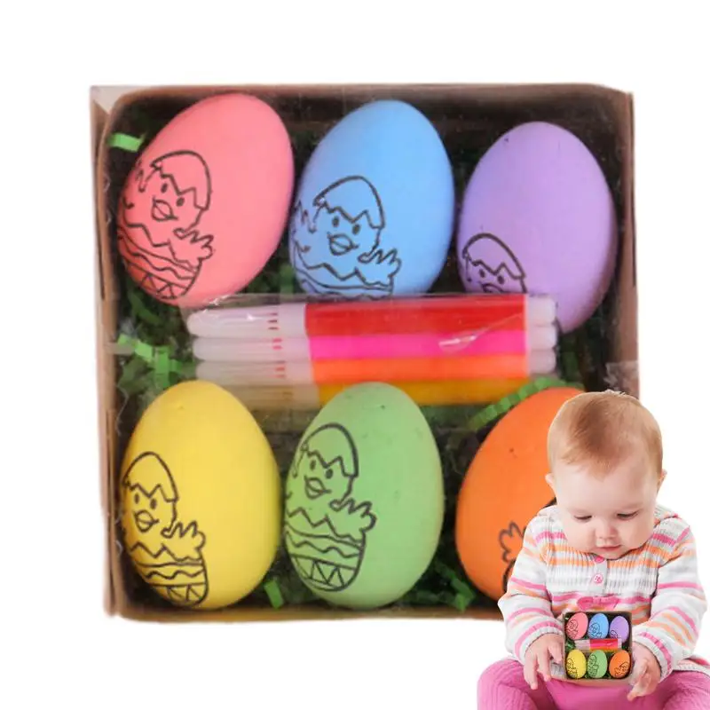 

DIY Easter Eggs 6pcs Coloring Eggs Doodle Kit DIY Easter Egg Dye Decorating Kit Gift With 6 Markers Easter Egg Dye Decorating