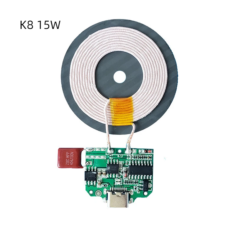 K8 10W 15W Fast Wireless Charger Module QI Standard Transmitter With Box PCBA Circuit Board Coil DIY Type-c Port