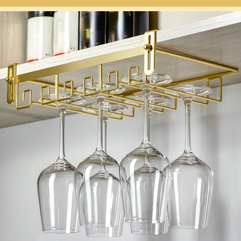 Wine Glasses Holder Bartender Stemware Hanging Rack Under Cabinet Stemware Organizer Glass Goblet Iron Rack Bar Tool, 1Pc