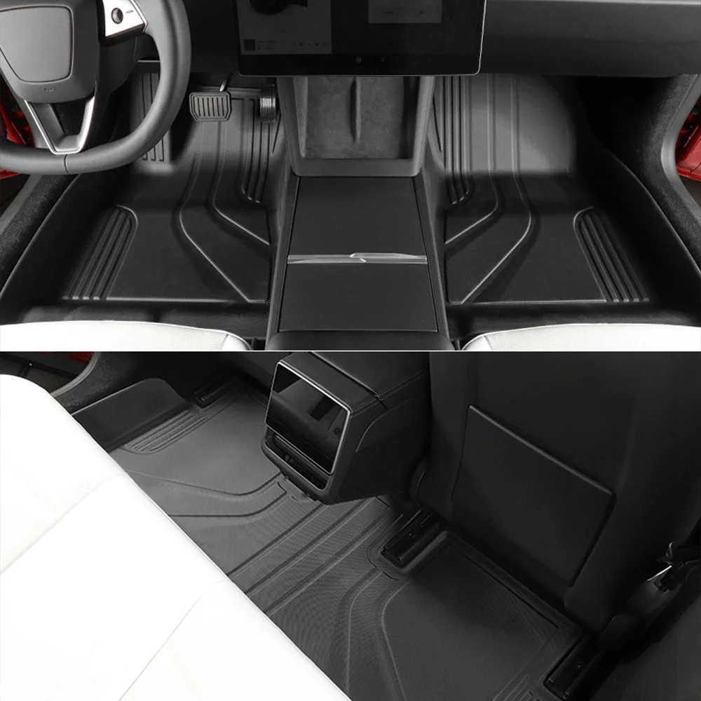 Alfombrillas de TPE aptas para todo tipo de clima para Tesla Model 3 Highland 2024, juego completo de revestimiento de carga y alfombrillas traseras para asiento trasero LHD, nueva generación