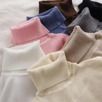 Korean High Collar Knitted Long Sleeve Base Shirt Pure Color Slimming Versatile Underwear Elegant Inner Long Top Women's Fashion - Image 3