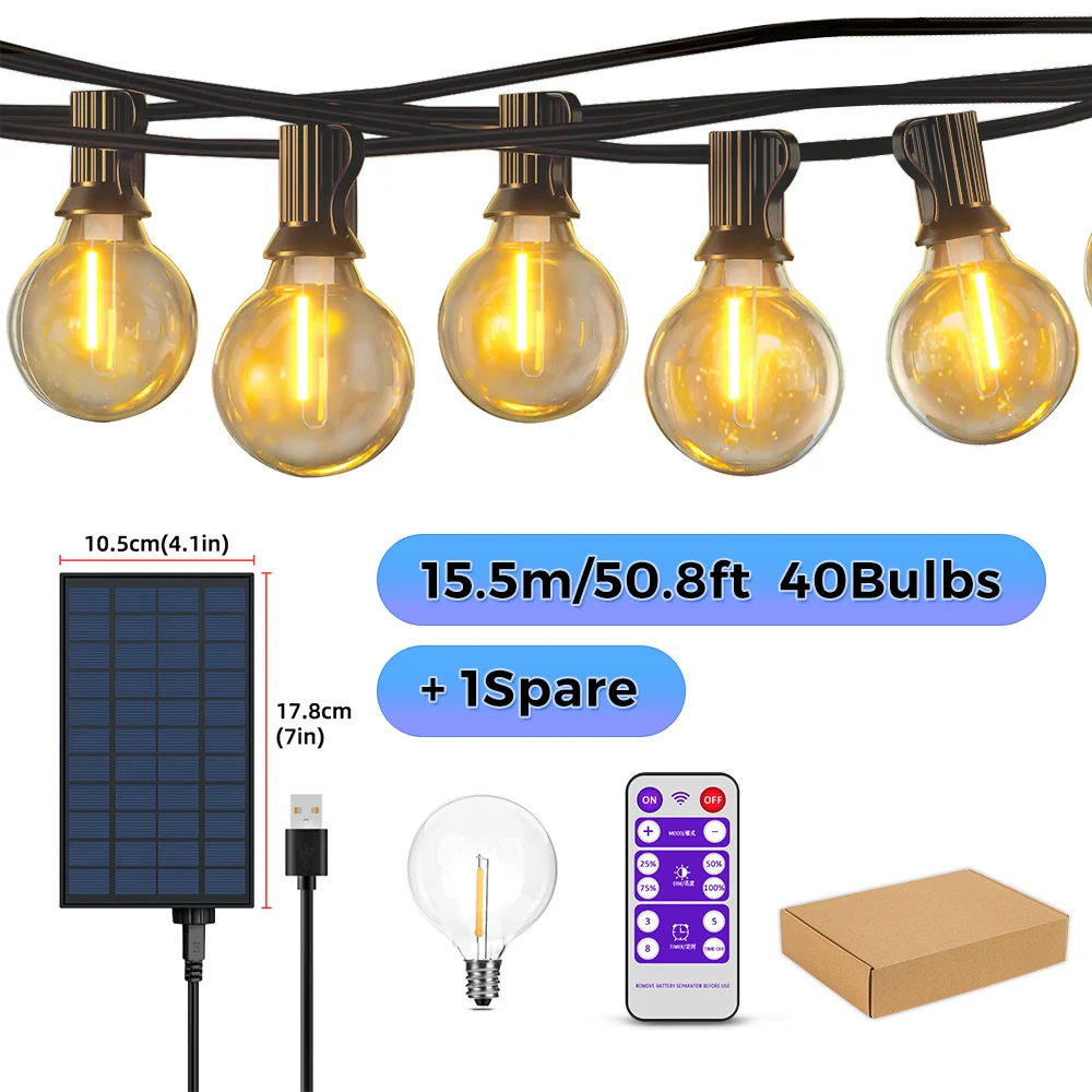 أضواء سلسلة الطاقة الشمسية في الهواء الطلق G40 أضو...