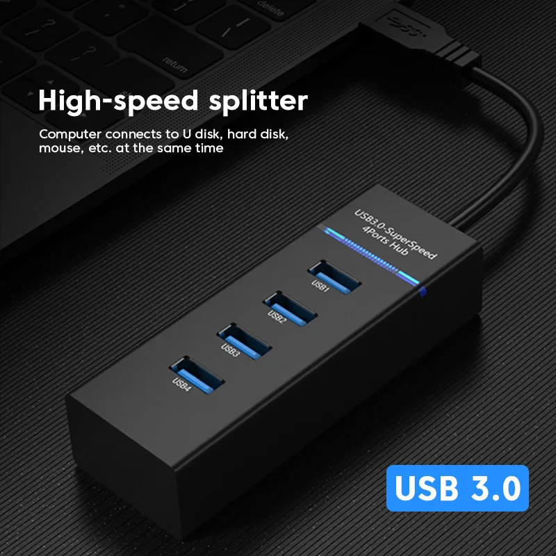 4 포트 USB 3.0 허브 USB 허브 고속 USB 스플리터 어댑터 5Gbps PC 컴퓨터 액세서리 멀티 포트 허브 4 USB 3.0 2.0 포트