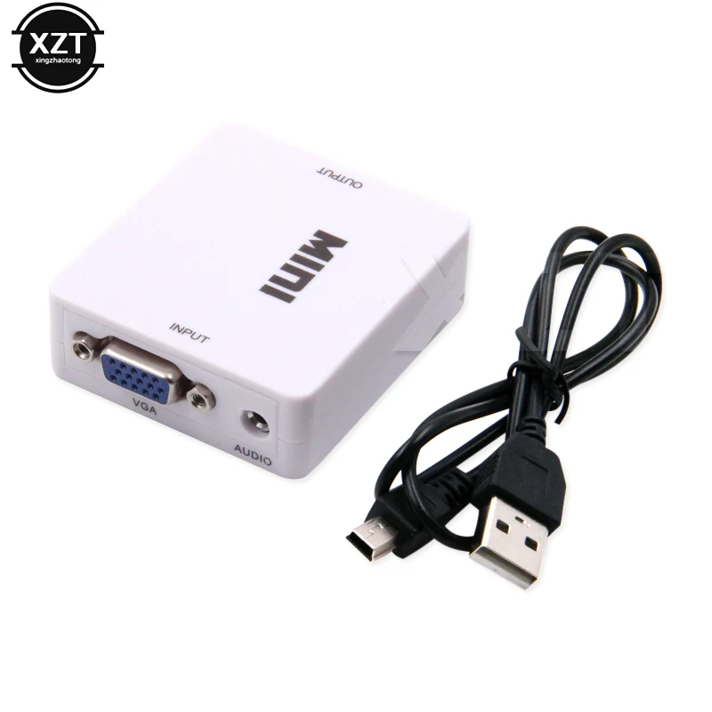 1080P MINI VGA to HDMI-compatible Converter With Audio VGA2 HDMI-compatible Video Box Adapter for Notebook PC for HDTV Projector