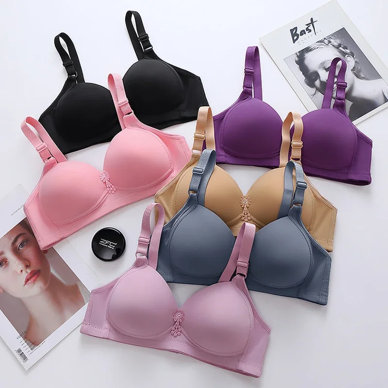Large Size Women's Thin Section Without Steel Ring Bra ComfortableGathering Bra Comfortable Breathable Adjustable Underwear
