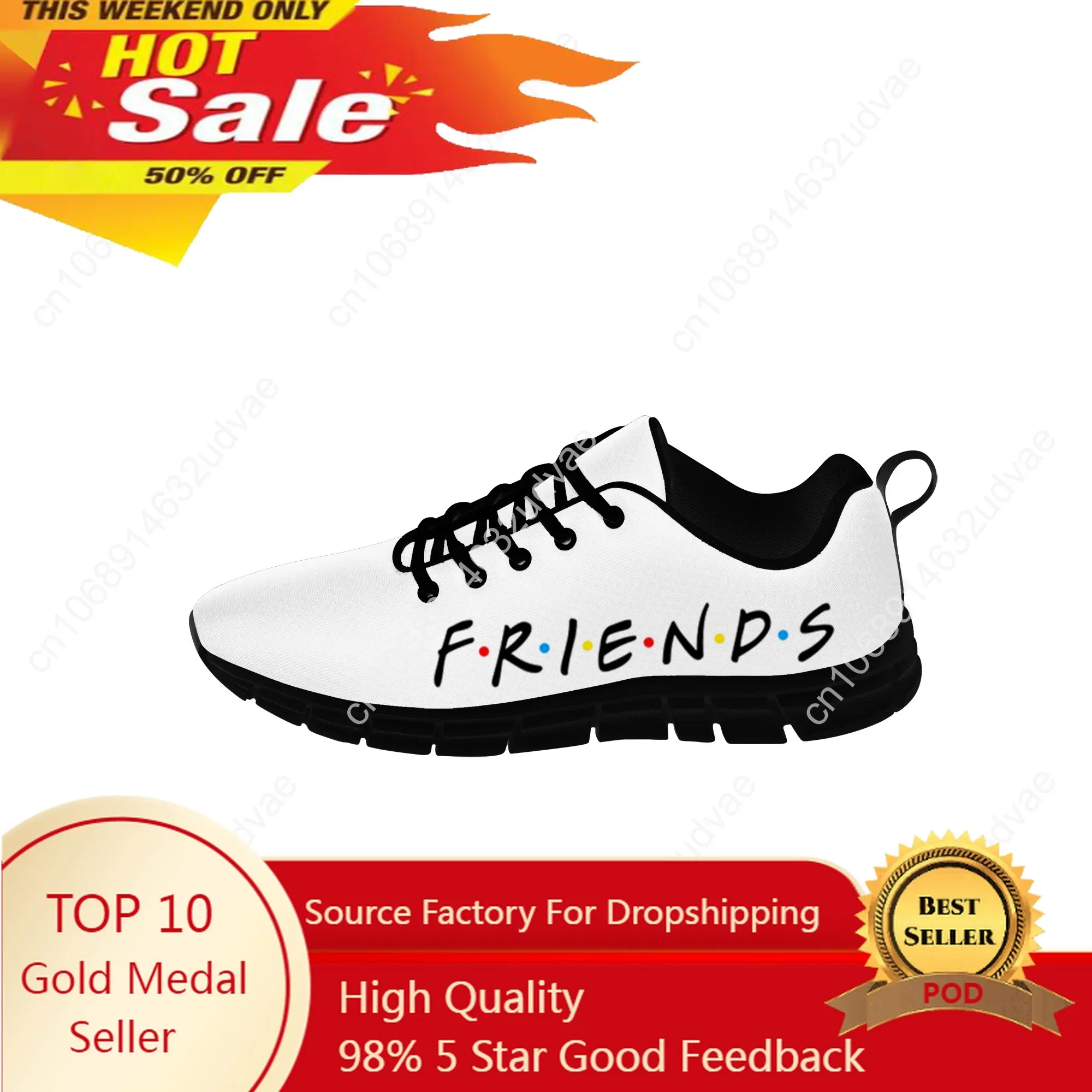 Friends Low Top Sneakers Mens Womens Teenager Tv Show Casual Shoes Canvas Cloth Shoes 3D Print Breathable Lightweight Shoe Black