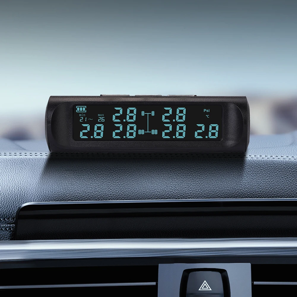 Solar Truck TPMS Tire Pressure Monitor 6 External Sensor LCD Display Car Tire Pressure Monitoring Tyre Temperature Alarm System 10