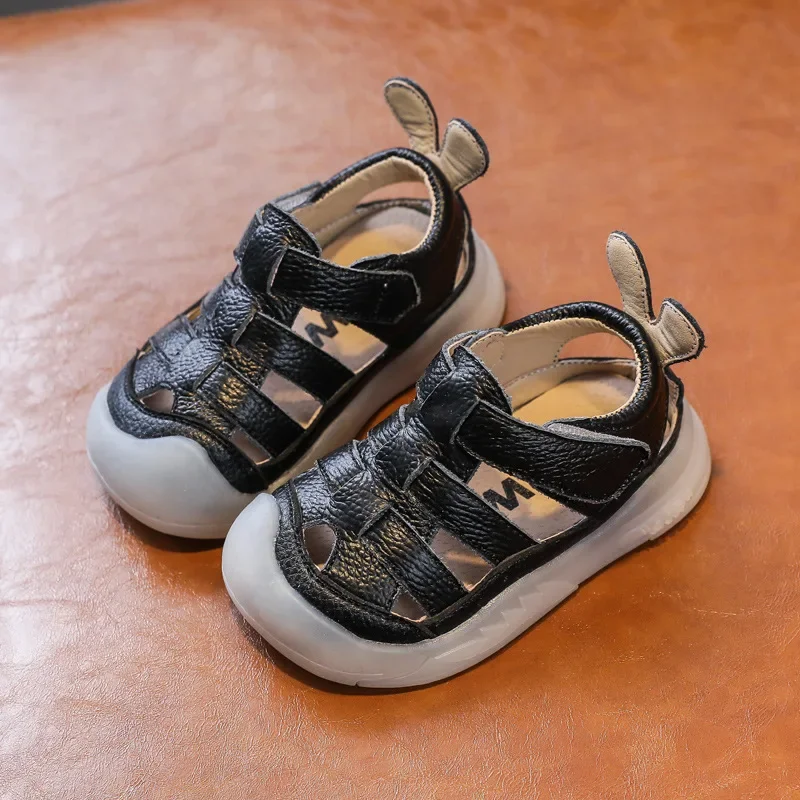 Baby Girls Boys Sandals 2024 Summer Infant Toddler Shoes Genuine Leather Soft-soled School Kids Shoes Children Beach Sandals 4