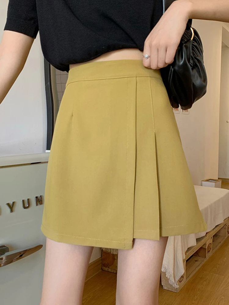 long skirts Irregular Pleated Skirt, Half-Length Skirt, Summer Women's 2021 New High-Waisted Thinner Package Hip Skirt A-Line Short Skirt black skirt