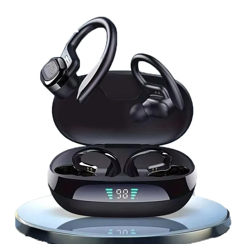 Enhanced EarHook Sports Wireless Bluetooth Headphones with Digital Display and Noise Reduction