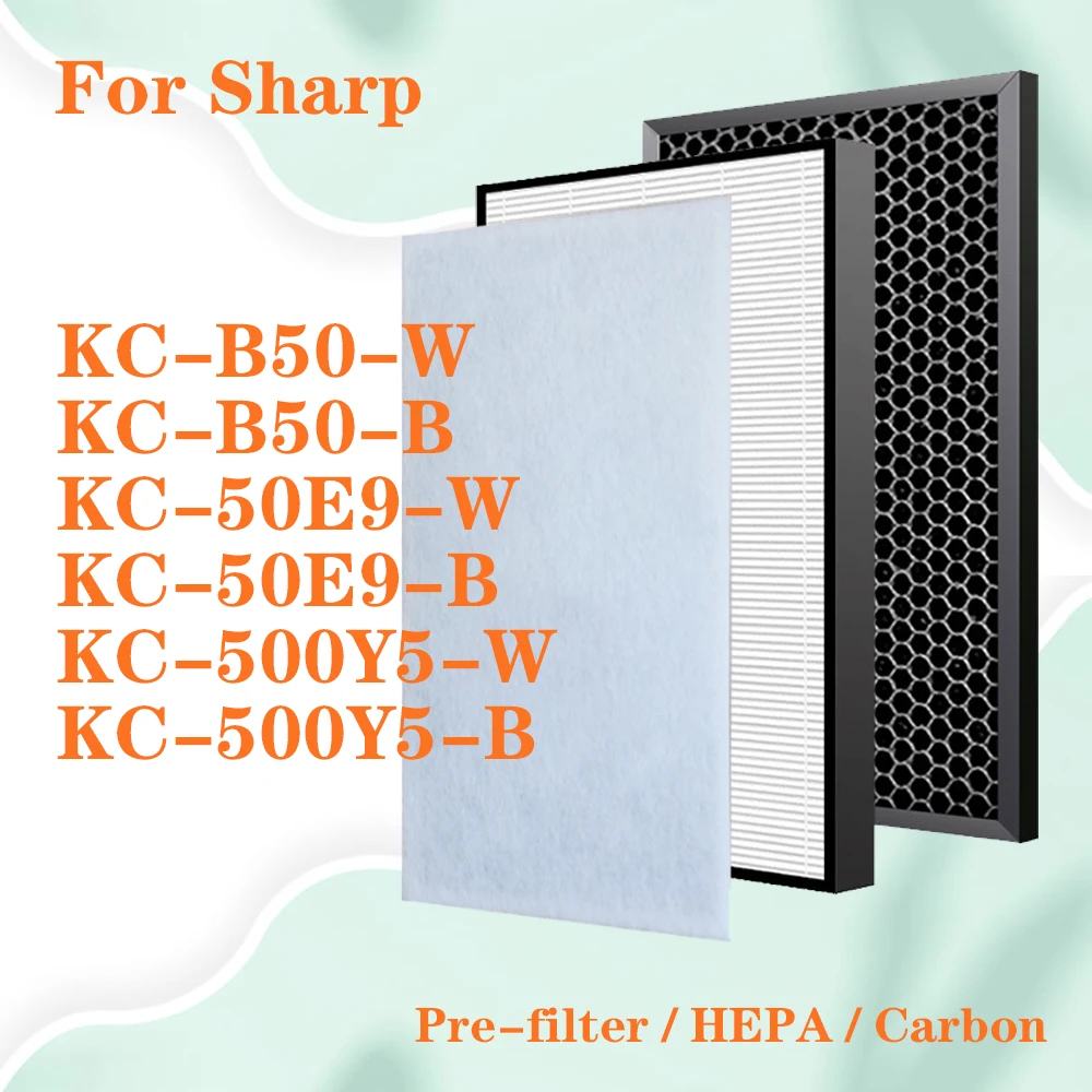 

Replacement for Sharp KC-B50-W KC-B50-B KC-50E9-W KC-50E9-B KC-500Y5-W KC-500Y5-B Air Purifier HEPA Carbon Filter