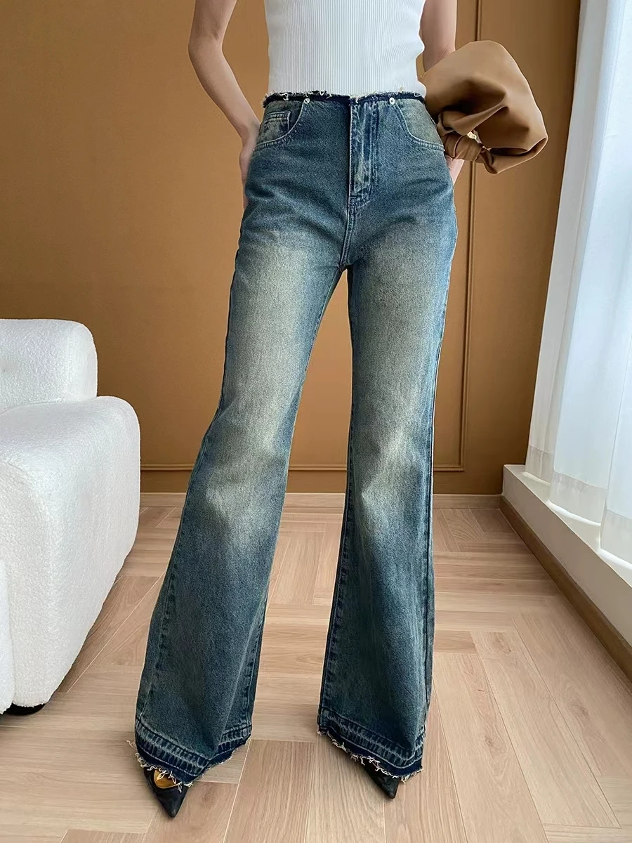 

Millennium Fashionable Fleece Waistless Retro Micro Horn Jeans Early Spring New Style