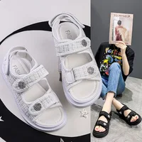 Platform Sandals Handmade Women Lattice Hook Loop Plaid Cloth Round Toe Summer Casual Ladies Outdoor Shoes - Image 2
