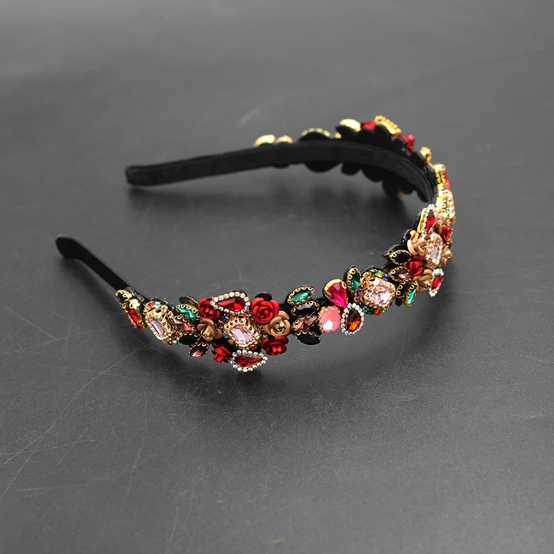 Fashion Temperament Personality Flower Metal Rose Inlaid Rhinestones Wild Ladies Party Headband Bridal Hair Accessories 854 hair accessory hair headdress bridal headwear jewelry accessories
