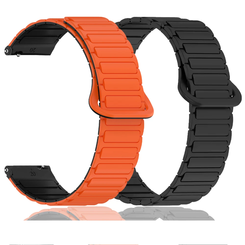 Enhanced Silicone Strap Magnetic Loop Band - Sporty Wristband Bracelet, Universal Fit 20mm/22mm
