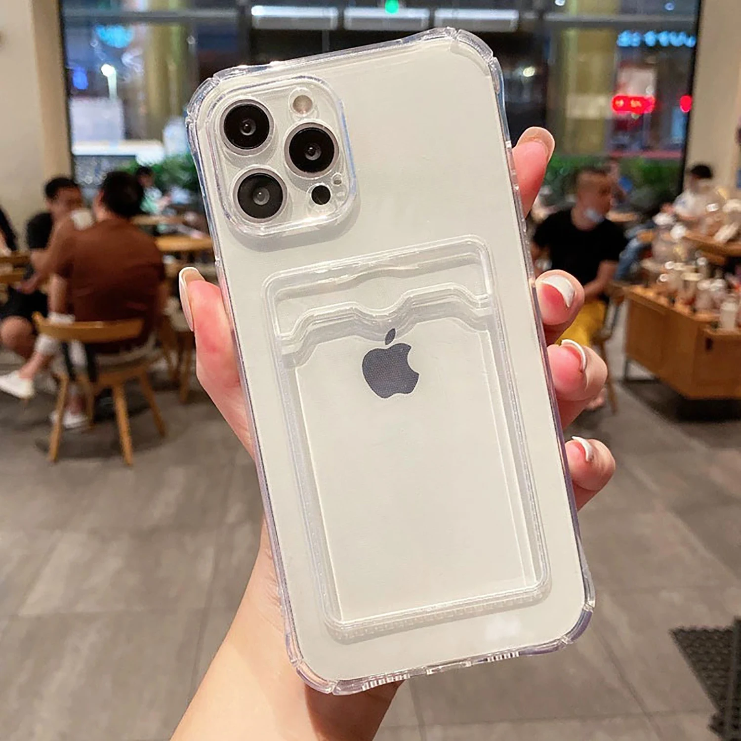 Transparent Silicone Clear Card Holder Phone Case