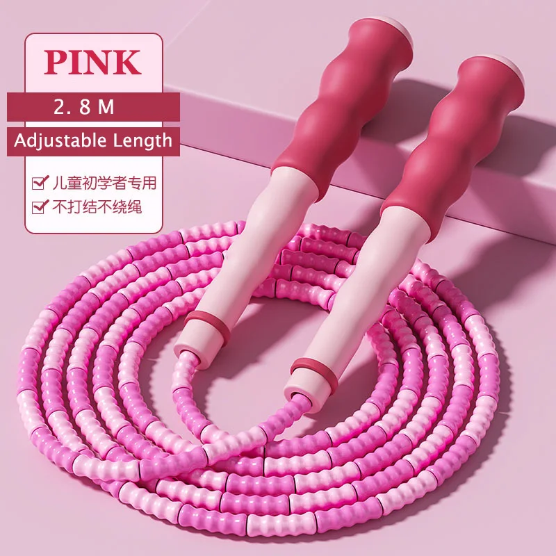 2.8M Exercise Rope Jump Rope Bamboo PVC Beginner Adult Child Soft Beaded No Tangle Segmented Fitness Skipping Cable Workout