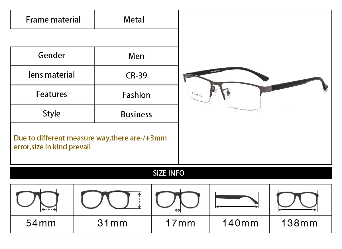 Männer und frauen der photochrome myopie sonnenbrille, chameleon objektiv dioptrien korrektur myopie gläser-0,5 zu 0,75-1,0-2 zu-6 – Detail 3