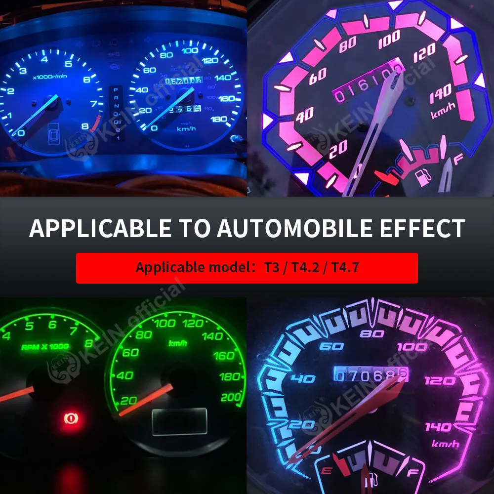 KEIN 8PCS T3 T4.2 T4.7 Car Led Neo Wedge Switch Radio Climate Control Bulb Instrument Dashboard Dash Indicator Lamp Panel Lights