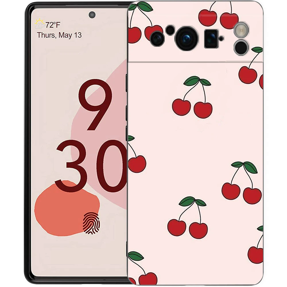 Charming Cherry Bow Soft Shockproof Black Phone Cover