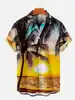 Men's Hawaiian Coconut Tree Pattern Shirts Summer Beach Sunset Shirt Men's Casual Short Sleeved Shirt Exquisite 3D Printed Shirt 1