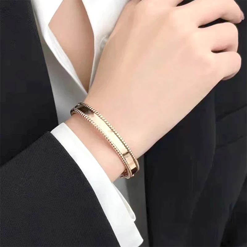 Lycfn Hot New Luxury Beaded Edge Signature Bracelet 925 Silver Plated Women's Fashion Brand Jewelry Gift