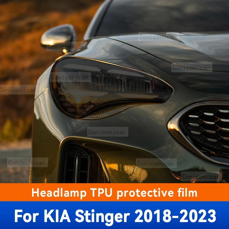 

Car Headlights Protective Film Front Headlamp Cover Smoked Black TPU Film Accessories Sticker For KIA Stinger 2018-2023 2022