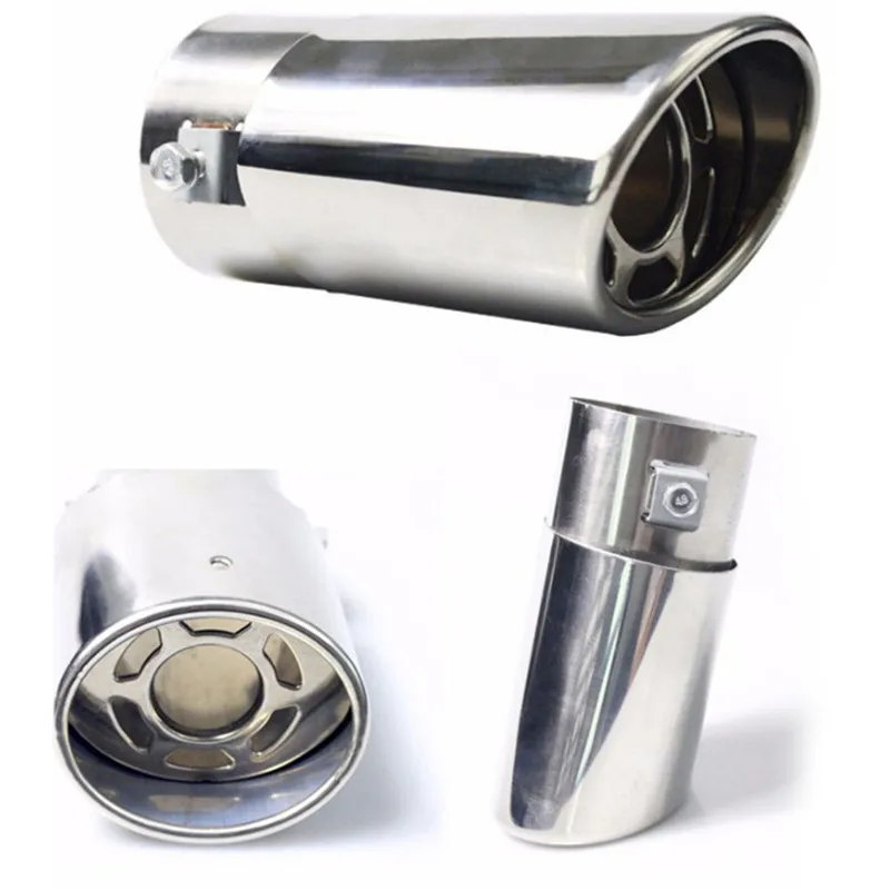 1pc Stainless Steel Chrome Car Tail Exhaust Pipe Rear Round Exhaust Muffler Pipes Tip Universal car exhaust tail pipe