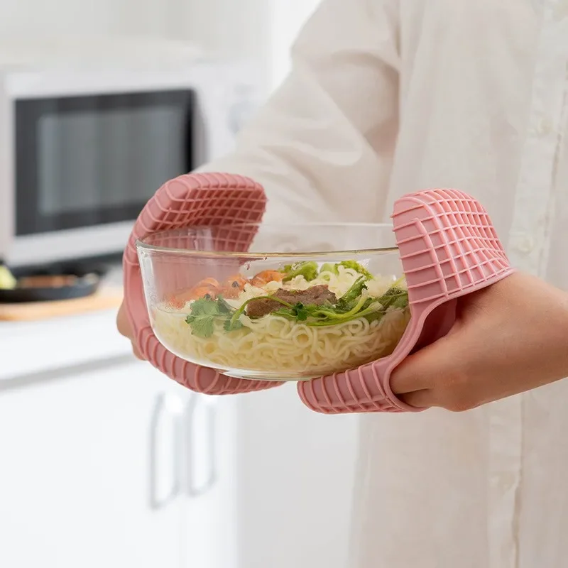 Thicken Silicone Baking Oven Mitts Microwave Oven Glove Insulation Non Stick Anti-slip Grips Bowl Pot Clips Kitchen Gadgets