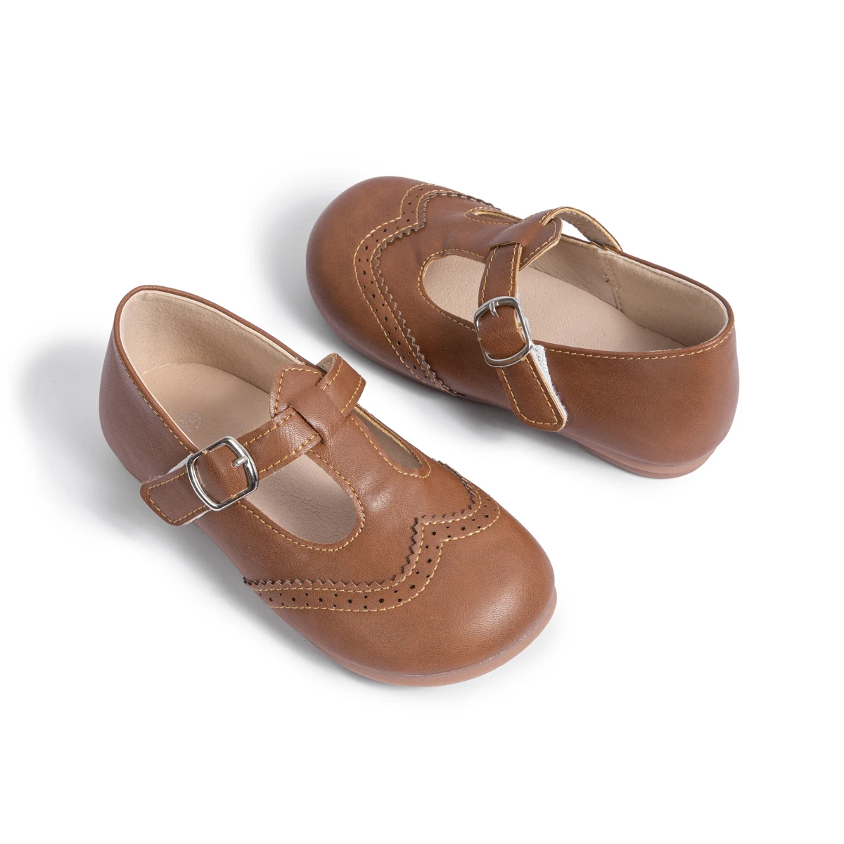 Mädchen T-Riemen Brogue Mary Jane Ballerinas Kleinkinder Einzelriemen Schuluniform Schuhe – Detail 24