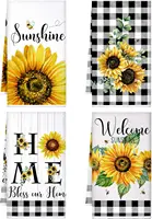 4-pack sunflower napkins, 40 * 60cm flat and stain resistant, suitable for dining and kitchen use 1