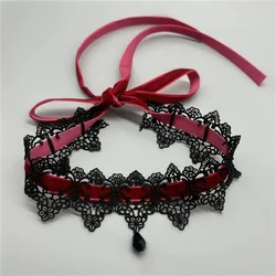 Elegant Lace Choker Necklace for Women - Gothic Vintage Fashion Jewelry (Red)