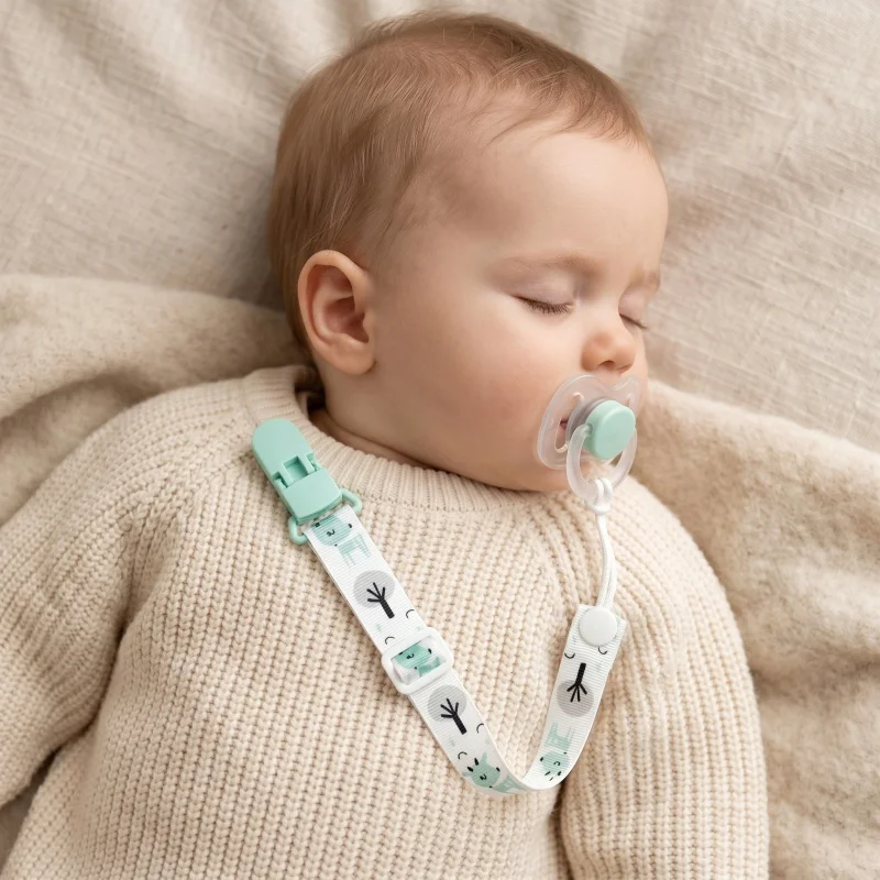Fixed Button Baby Pacifier Clips Chains Ribbon Dummy Soother Holder Chains Anti-drop Buckle Strap for Pacifier Baby Feeding Gift