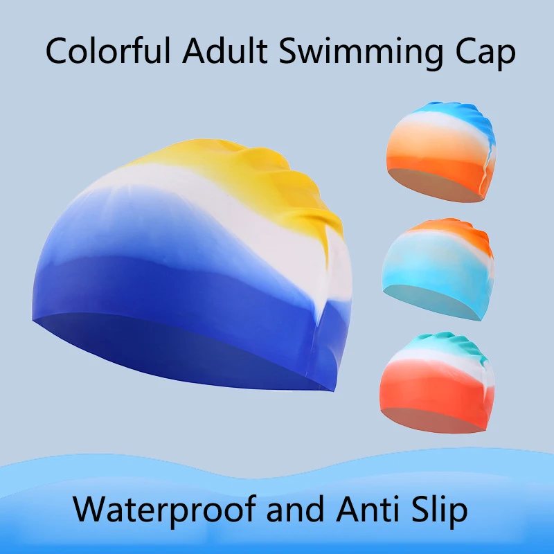 

Unisex Waterproof Silicone Swimming Caps Women Men High Elastic Flexible Protect Ears Hair Water Sports Swim Pool Hat for Adults
