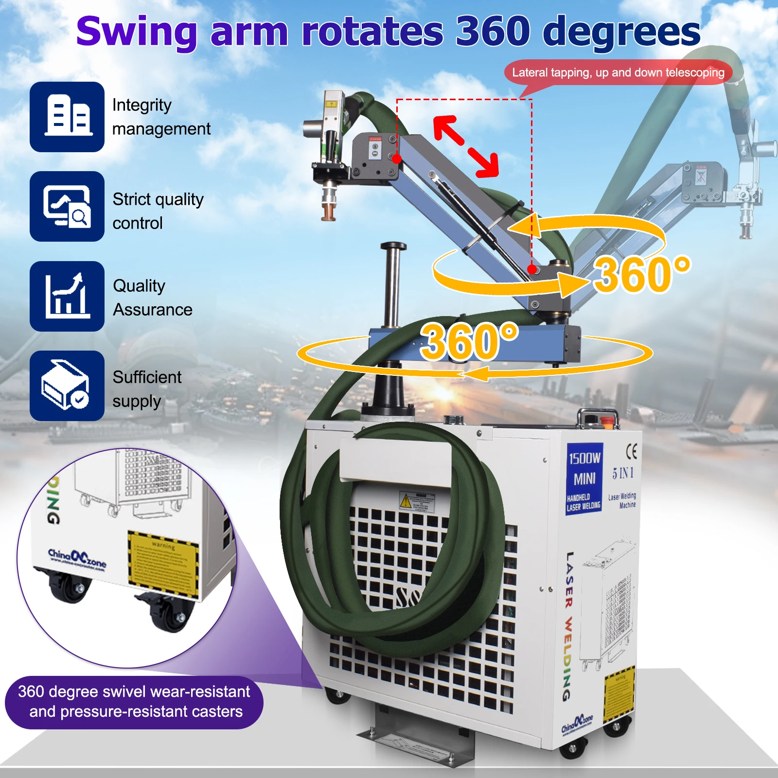 5-in-1 Laserschweißgerät 2000W Batterie-Schweißmaschine 1500W Faserlaser-Schweißgerät für Metallrostentfernung Schneiden Batterie-Schweißen – Detail 9