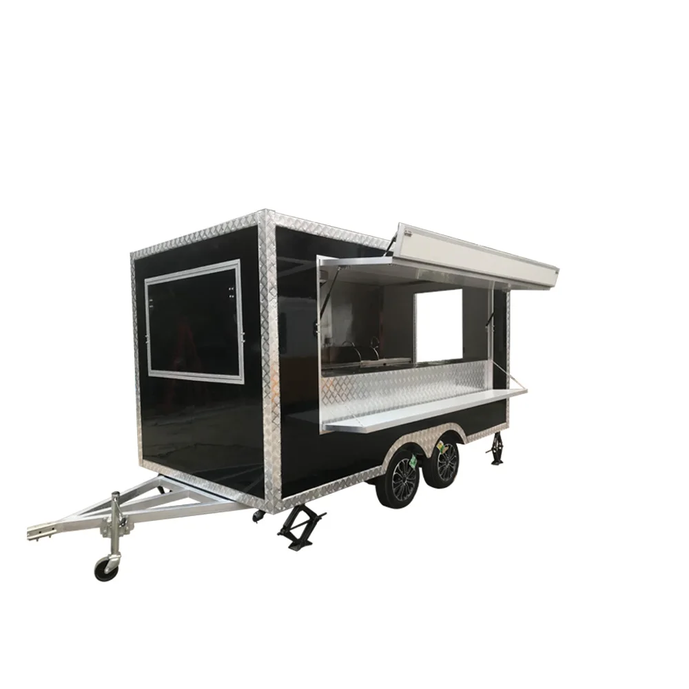 индукционный поворотный смеситель кухонный xiaomi diiib rotatable kitchen faucet black dxcf003 Large Space Square Fast Food Trailer Mobile Kitchen Ice Cream Vending Truck Black Hot Dog Coffee Cart