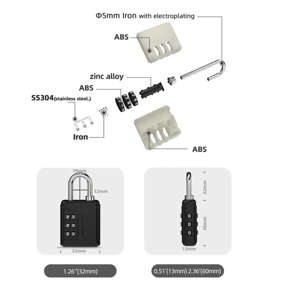 Portable Anti-Theft Combination Lock for Luggage and Backpacks