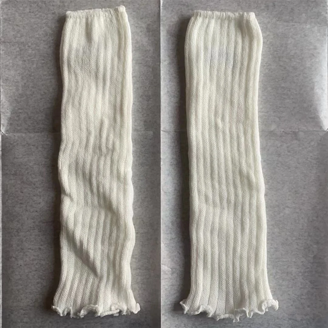 1 Pair Girl's Letter Embroidery Ruffled Knit Leg Warmers, Heart Pattern Trendy Comfy & Breathable Knee-High Boots Socks