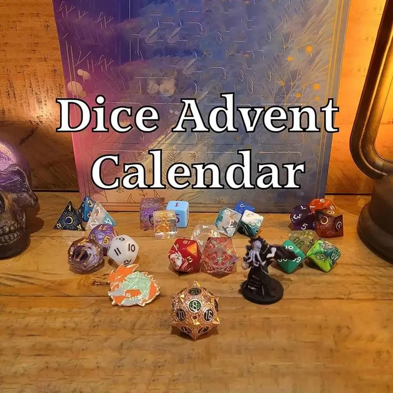 Dice Advent Calendar Christmas Countdown Calendar 24 Days D&DDice Set for D&DDungeons DragonsPathfinder RPGDND Gifts