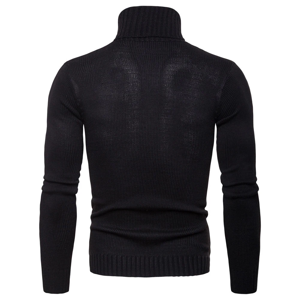 Comfy Fashion Hot Daily Holiday Vacation Sweater Knit Top Turtleneck Long Sleeve Men Slight Stretch Solid Color