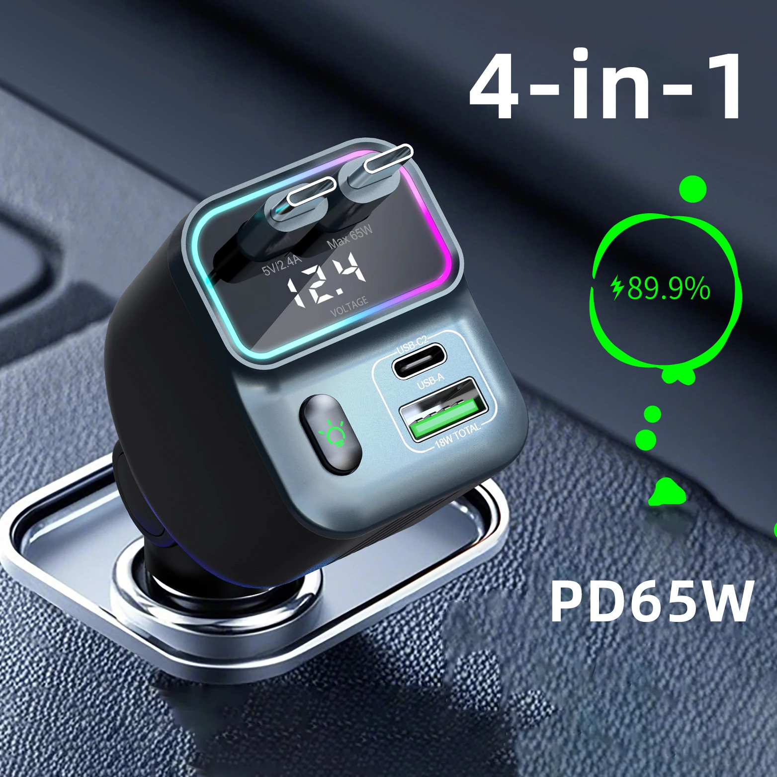 Cargador Retráctil Para Automóvil De 120 W, Cargador De Coche Súper