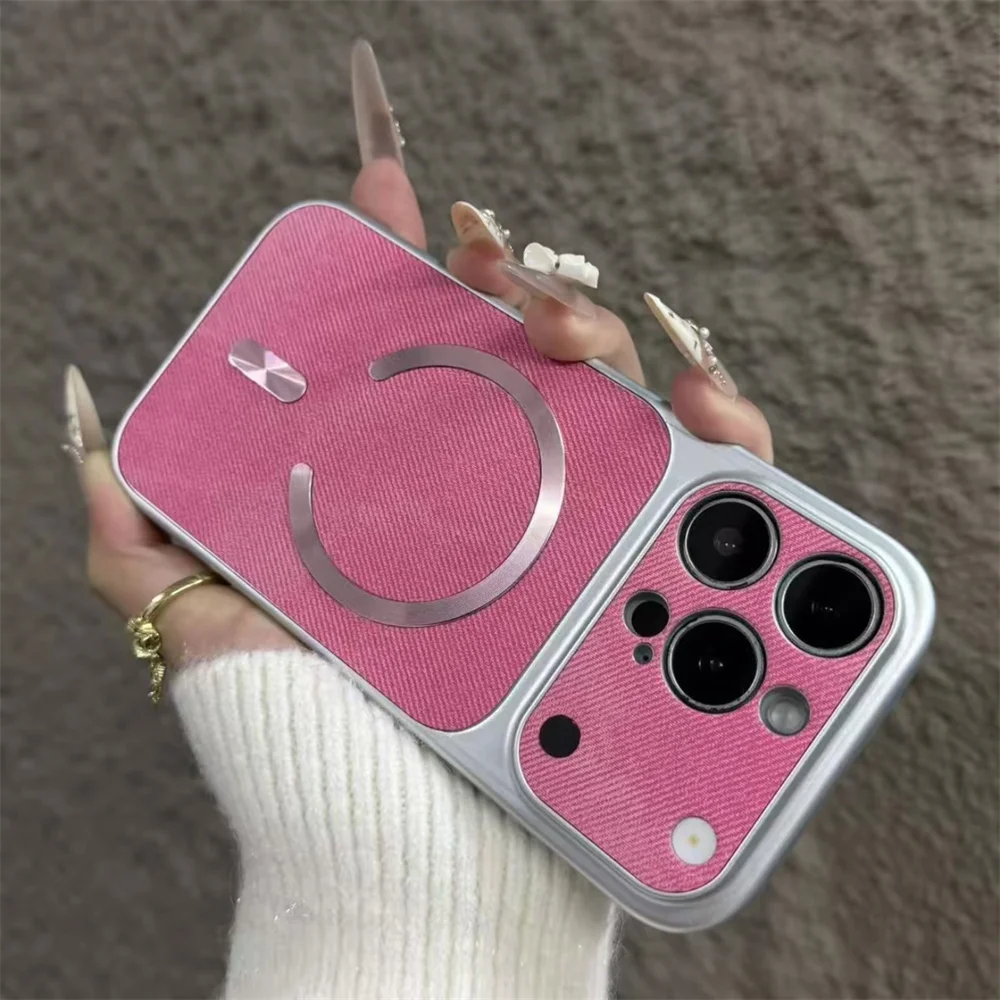 Luxury Denim Cotton Phone Case with Wireless Charging Compatibility